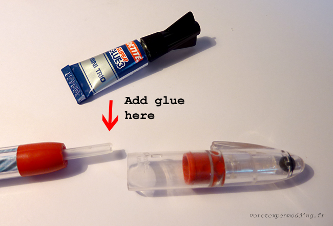 Glue applied to the cap assembly
