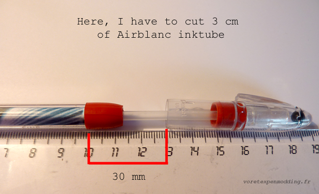 AirBlanc ink tube measured for a 3 cm section