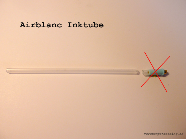 AirBlanc ink tube; the separate end piece is crossed out